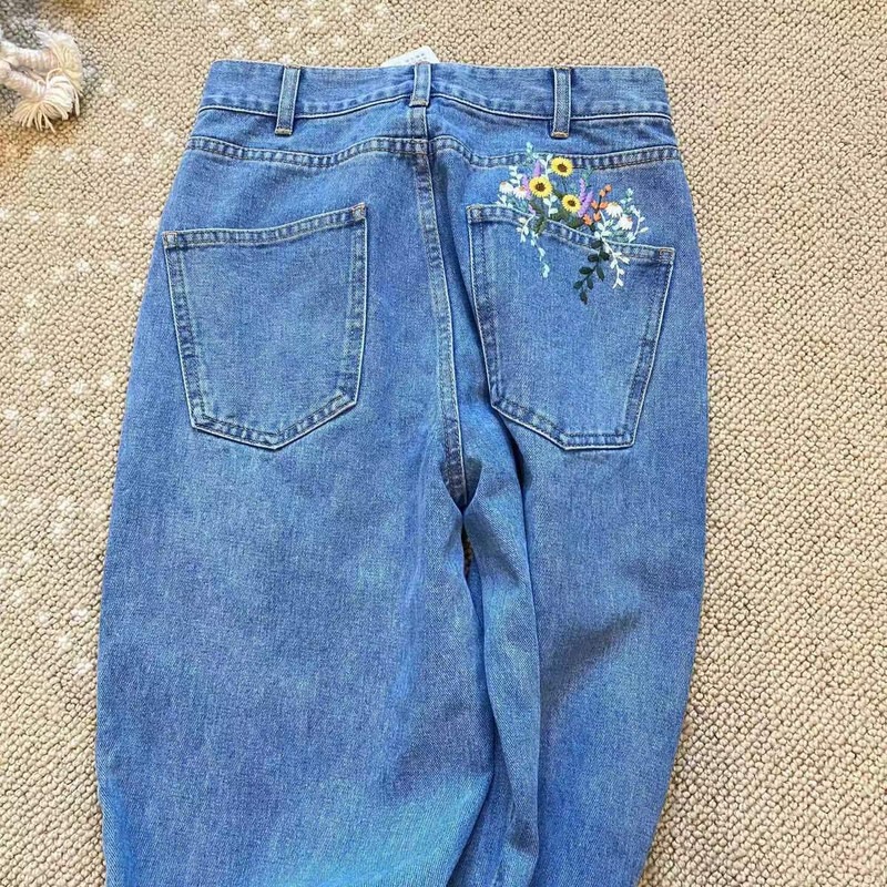 Vintage lilltikandid kõrge vöökohaga sirge säärega naiste teksad Kevad/suvi 2023 Uued suured lahtised väikesed laiad püksid