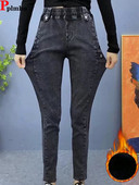 Μεγάλο μέγεθος χοντρό βελούδινο λεπτό τζιν Skinny ζεστό μολύβι ψηλόμεσο τζιν παντελόνι Χειμερινό χοντρό βελούδινο Vaqueros New Pantolon