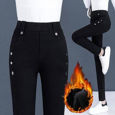 Μεγάλο μέγεθος χοντρό βελούδινο λεπτό τζιν Skinny ζεστό μολύβι ψηλόμεσο τζιν παντελόνι Χειμερινό χοντρό βελούδινο Vaqueros New Pantolon