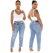 2023 Φθινόπωρο και Χειμώνας Νέο στυλ Μόδα Τρύπα Ρετρό Οδός Εμφανίζεται Λεπτή μεσαία Τρύπα Πλύσης Κουμπί λοξή επικάλυψη Γυναικεία τζιν