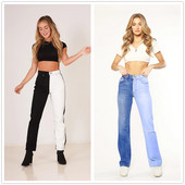 Παντελόνι με ψηλόμεσο ιδιοσυγκρασία τζιν σε μικτό χρώμα για γυναίκες Street trendy Stretch τζιν μολύβι παντελόνι