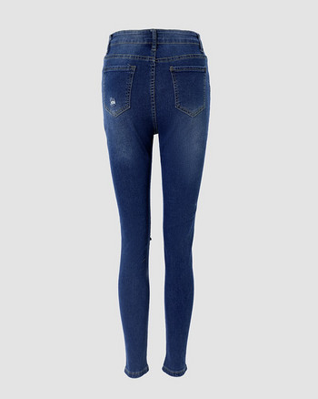 Wepbel Jeans Women Ripped Washed Hole Μπλε Casual Ripped Jeans ψηλόμεσο Skinny καλοκαιρινό τζιν παντελόνι Pencil παντελόνι