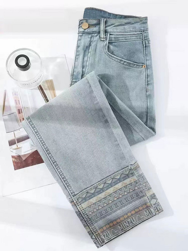 Traperice Ženske proljeće/ljeto 2023. Nove pamučne lagane uvijene hlače ravnih nogavica visokog struka Retro svestrane hlače visokog struka