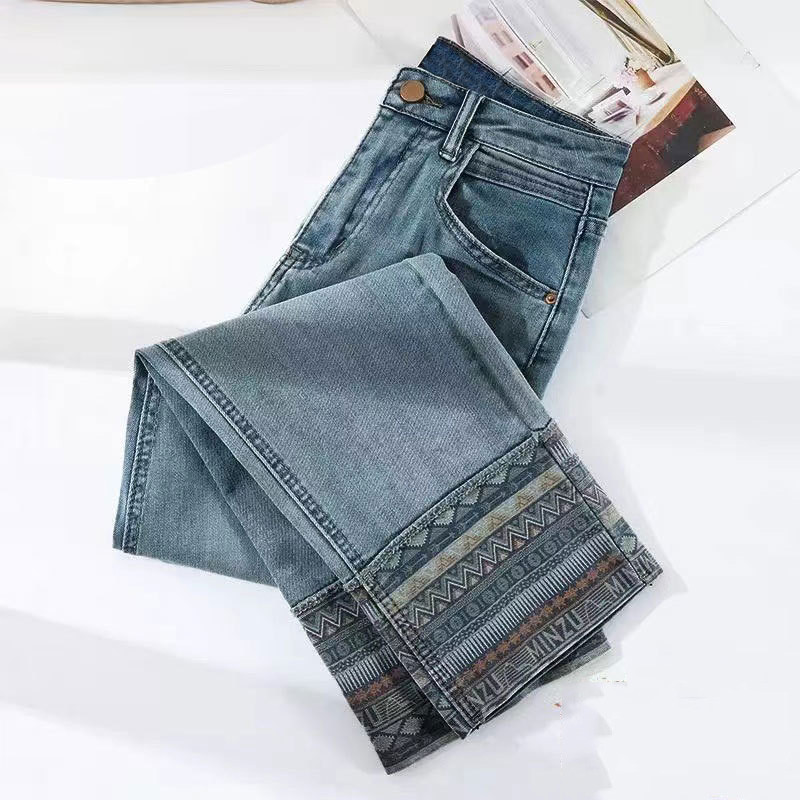 Traperice Ženske proljeće/ljeto 2023. Nove pamučne lagane uvijene hlače ravnih nogavica visokog struka Retro svestrane hlače visokog struka