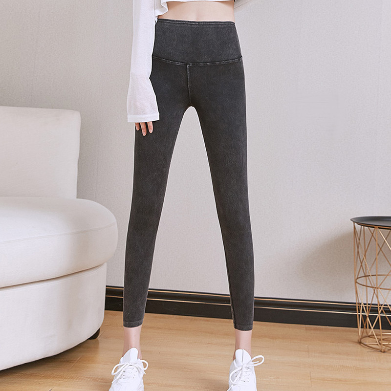 Proljeće ljeto 2023. Vintage traperice s visokim strukom, modne jednobojne tajice s visokim strukom, ležerne rastezljive ženske hlače