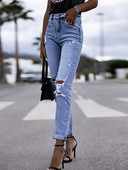 2023 Άνοιξη Καλοκαίρι Γυναικεία τζιν Γυναικεία Γυναικεία Γυναικεία Παντελόνια Κούφια ΤΡΥΠΗ με ίσιο πόδι στενό ισχίο για γυναικεία