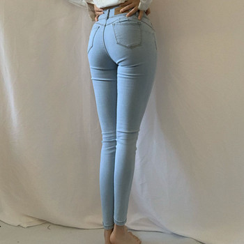 Γυναικείο Stretch Slim Jeans Ψηλόμεσο Push Up Hips Ελαστικό βαμβακερό μπλε τζιν παντελόνι Γυναικείο casual παντελόνι Slouchy τζιν