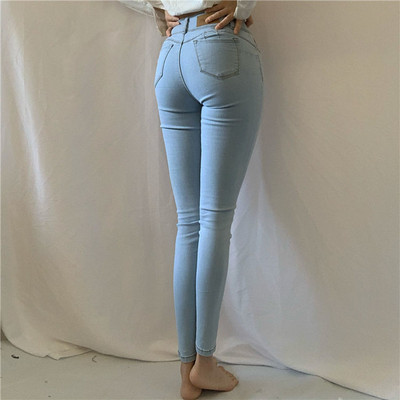 Γυναικείο Stretch Slim Jeans Ψηλόμεσο Push Up Hips Ελαστικό βαμβακερό μπλε τζιν παντελόνι Γυναικείο casual παντελόνι Slouchy τζιν