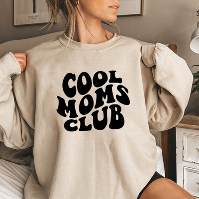 Cool Moms Club Pulóverek Mom Life Pulóverek Női Hosszú ujjú Pulóver Alkalmi grafikai pulóverek Anyák Születésnapi Ajándék