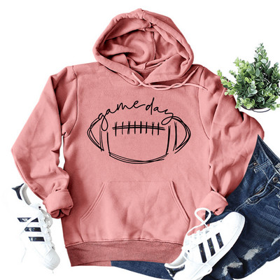 Game Day Rugby Alphabet kapuuts, sügistalvine pikkade varrukatega naiste kapuuts Kawaii gooti tänavarõivad naistele