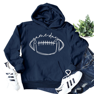 Game Day Rugby Alphabet kapuuts, sügistalvine pikkade varrukatega naiste kapuuts Kawaii gooti tänavarõivad naistele