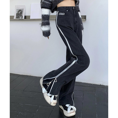 για γυναίκες Κορεάτικο στυλ ρετρό τζιν Παντελόνι ψηλόμεσο Τζιν παντελόνι πόδι γυναικείο παντελόνι τζιν y2k