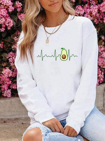 Μόδα ένδυσης γραφικά φούτερ Φθινοπωρινή άνοιξη με λαιμόκοψη Πικραλίδα Love Trend Μόδα Casual Women print Πουλόβερ