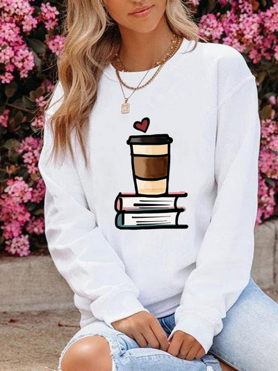 Μόδα ένδυσης γραφικά φούτερ Φθινοπωρινή άνοιξη με λαιμόκοψη Πικραλίδα Love Trend Μόδα Casual Women print Πουλόβερ