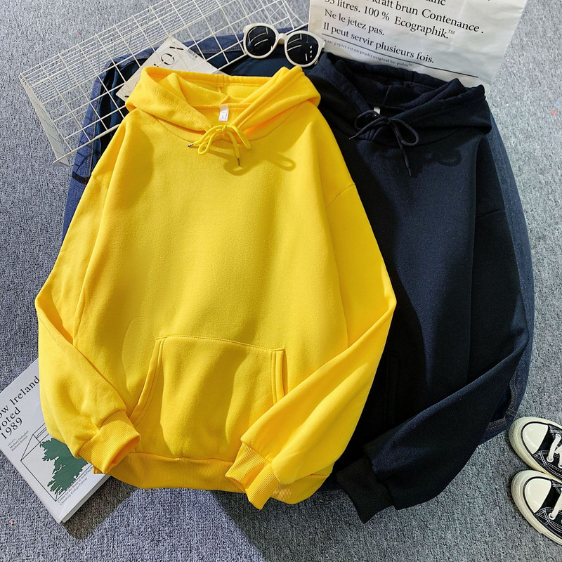 Ανοιξιάτικη μόδα Streetwear Hoodie μονόχρωμη μακρυμάνικη αθλητική φόρμα Φούτερ με κουκούλα Γυναικεία πουλόβερ Ζεστά μπλουζάκια