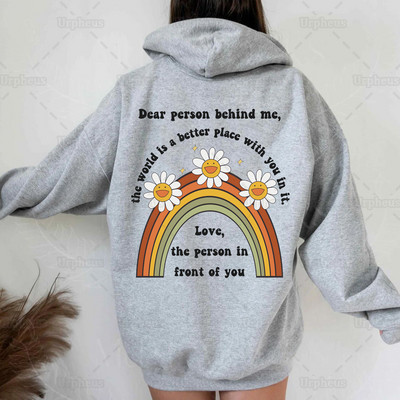 Kedves Személy Mögöttem Kapucnis Trendi Esztétikai Pozitív Vibes Kedves Stranger Better World Pulóver Pulóver Hoodie