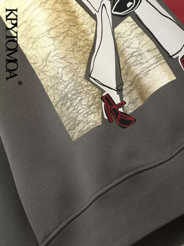 KPYTOMOA Γυναικεία Μόδα Γυαλιστερό Κορίτσι με Φαρδιά Φλις Φούτερ Vintage O λαιμό μακρυμάνικο Γυναικεία πουλόβερ Κομψά μπλουζάκια