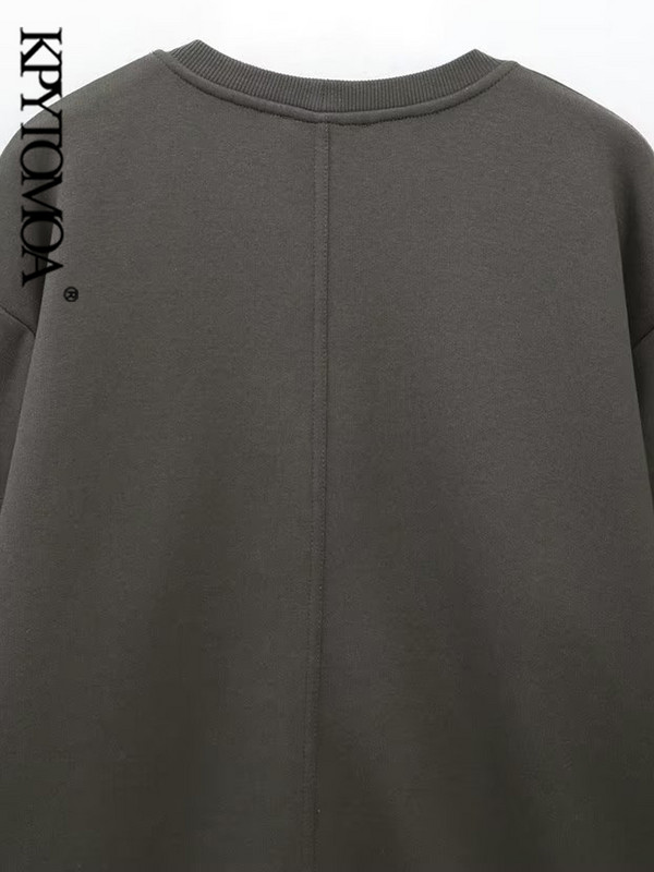 KPYTOMOA Γυναικεία Μόδα Γυαλιστερό Κορίτσι με Φαρδιά Φλις Φούτερ Vintage O λαιμό μακρυμάνικο Γυναικεία πουλόβερ Κομψά μπλουζάκια