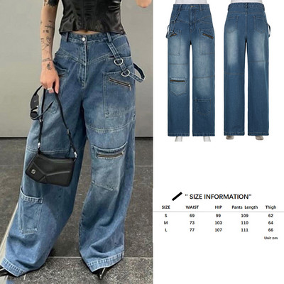 Sifreyr Butterfly Print Φαρδύ τζιν Γυναικεία Φθινοπωρινά τζιν με χαμηλά τζιν παντελόνια Harajuku Streetwear Vintage Y2k Fairy Grunge Jeans