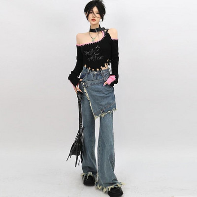 BEENLE Τζιν 2023 Άνοιξη Χειμώνα Ρούχα ίσια Γυναικεία Τζιν Ψηλόμεση Street Style Φαρδύ παντελόνι Μπλούζες Παντελόνι