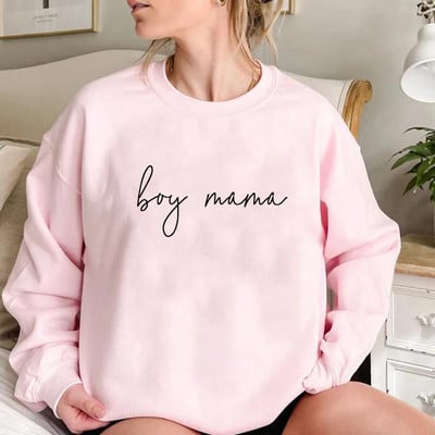 Boy Mama Sweatshirt Poklon za Majčin dan Boy Mom Hoodie Ženske majice s kapuljačom Dugi rukavi s okruglim izrezom Ženski ležerni puloveri Topovi
