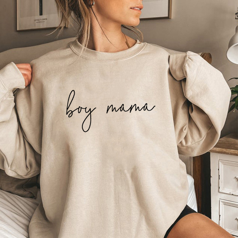 Boy Mama Sweatshirt Poklon za Majčin dan Boy Mom Hoodie Ženske majice s kapuljačom Dugi rukavi s okruglim izrezom Ženski ležerni puloveri Topovi