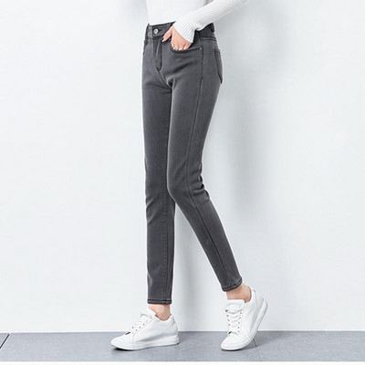 Γυναικείο τζιν ψηλόμεσο Skinny τζιν τζιν Stretch λεπτό παντελόνι Μακρύ τζιν μόδας καθαρό χρώμα Ψηλόμεσο τζιν Pantalones T27