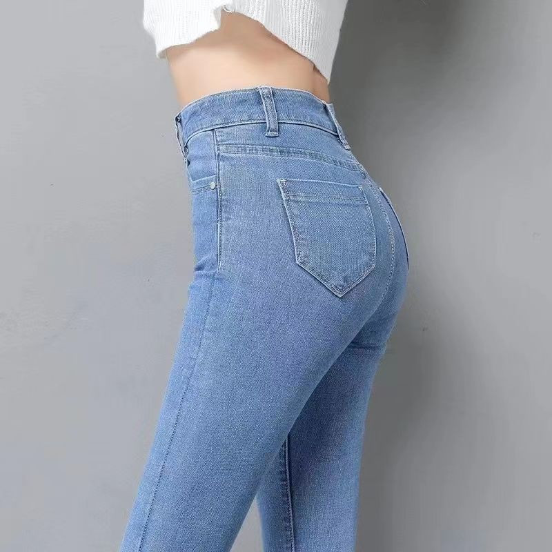 Γυναικείο τζιν ψηλόμεσο Skinny τζιν τζιν Stretch λεπτό παντελόνι Μακρύ τζιν μόδας καθαρό χρώμα Ψηλόμεσο τζιν Pantalones T27