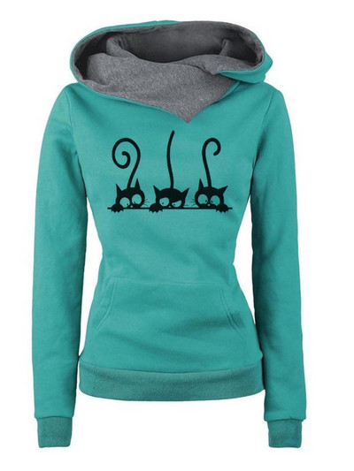 Hoodies Ženske jesenske zimske modne mačkaste majice dugih rukava, preveliki puloveri Trenirke Vintage tople majice s kapuljačom Ropa Mujer