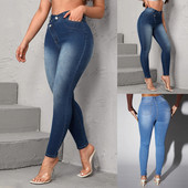 Ženske traperice visokog struka Nepravilne uske pencil hlače Ženske ležerne traperice