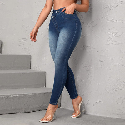 Ženske traperice visokog struka Nepravilne uske pencil hlače Ženske ležerne traperice