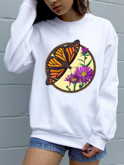 Trend Feather 90s Lovely Style O-neck πουλόβερ Φθινόπωρο Φθινόπωρο Γυναικεία μόδα Ανοιξιάτικη μόδα Γυναικεία γραφικά φούτερ