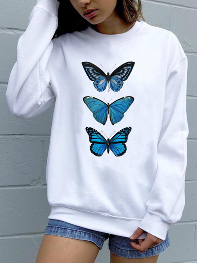 Trend Feather 90s Lovely Style O-neck πουλόβερ Φθινόπωρο Φθινόπωρο Γυναικεία μόδα Ανοιξιάτικη μόδα Γυναικεία γραφικά φούτερ