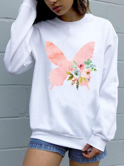 Trend Feather 90s Lovely Style O-neck πουλόβερ Φθινόπωρο Φθινόπωρο Γυναικεία μόδα Ανοιξιάτικη μόδα Γυναικεία γραφικά φούτερ