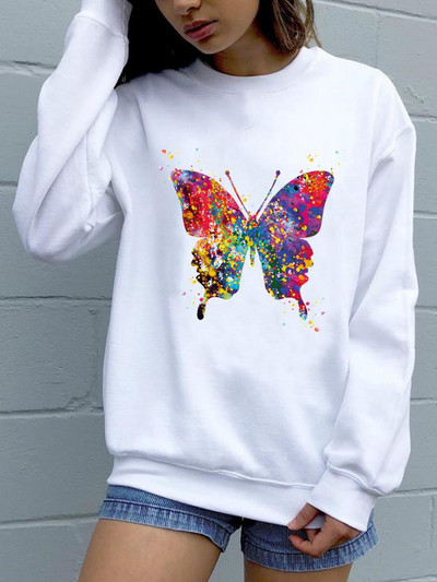 Trend Feather 90s Lovely Style O-neck πουλόβερ Φθινόπωρο Φθινόπωρο Γυναικεία μόδα Ανοιξιάτικη μόδα Γυναικεία γραφικά φούτερ