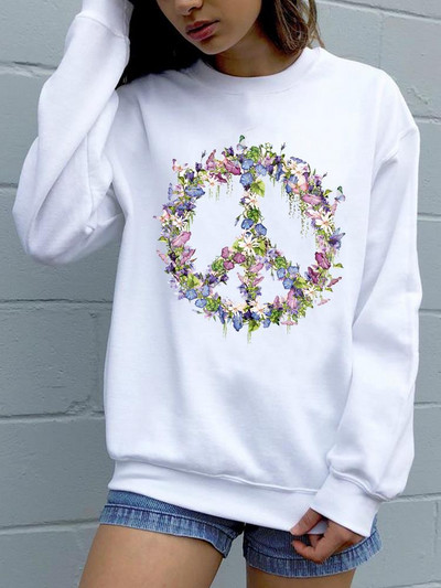 Trend Feather 90s Lovely Style O-neck πουλόβερ Φθινόπωρο Φθινόπωρο Γυναικεία μόδα Ανοιξιάτικη μόδα Γυναικεία γραφικά φούτερ