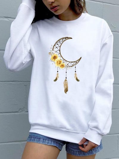 Trend Feather 90s Lovely Style O-neck πουλόβερ Φθινόπωρο Φθινόπωρο Γυναικεία μόδα Ανοιξιάτικη μόδα Γυναικεία γραφικά φούτερ