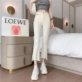 Micro-flared γυναικεία τζιν 2021 Γυναικείο φθινόπωρο Κορεάτικο στιλ με τμήμα οκτώ σημείων Ψηλόμεσο φαρδύ κοφτερό παντελόνι με φαρδιά φαρδιά καλοκαίρι D