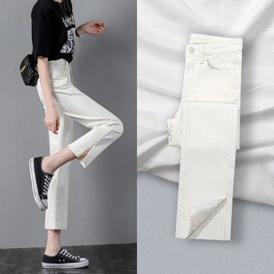 Micro-flared γυναικεία τζιν 2021 Γυναικείο φθινόπωρο Κορεάτικο στιλ με τμήμα οκτώ σημείων Ψηλόμεσο φαρδύ κοφτερό παντελόνι με φαρδιά φαρδιά καλοκαίρι D