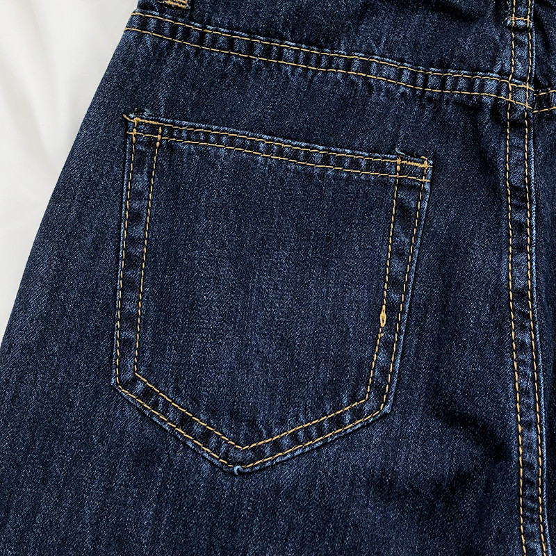 Τζιν Γυναικείο Ψηλόμεσο Νέο Καλοκαίρι 2022 Σκούρο Μπλε φαρδύ τζιν παντελόνι Φαρδύ πόδι Casual Mom Jeans Vintage Streetwear ίσιο παντελόνι