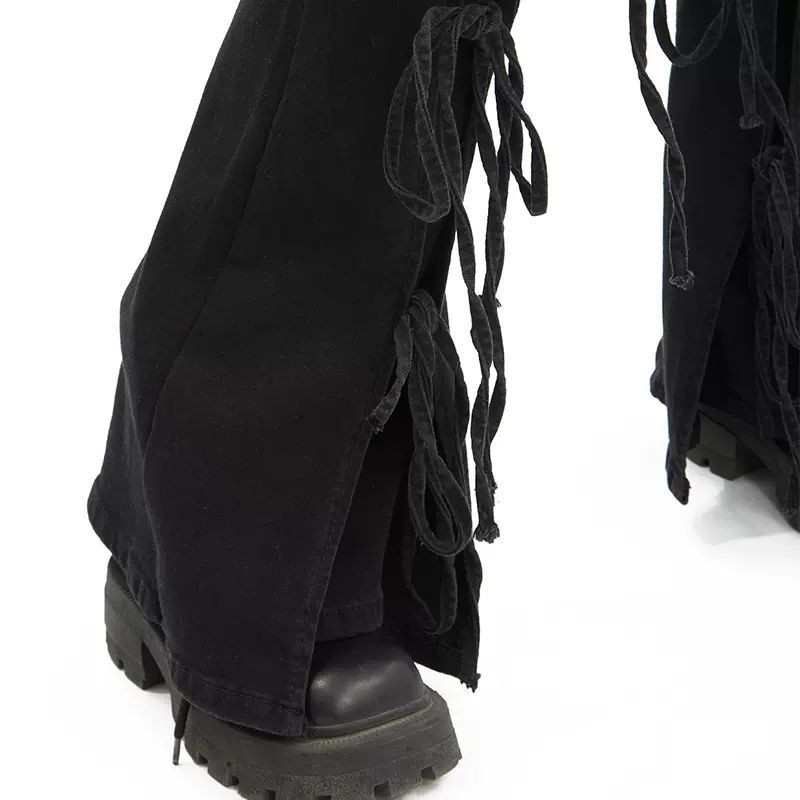 Traperice Vintage Uske traper hlače na vezanje Ženske plave hlače Ženske pencil hlače Pune traperice Ženske mašne Ležerne