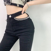 Ανοιχτή μέση με φαρδιά πόδια Λεπτό τζιν Παντελόνι Κορεατικό Stretch Flared Παντελόνι Λευκό μαύρο παντελόνι Ολόσωμο μονόχρωμο, καθημερινό γυναικείο τζιν Flare