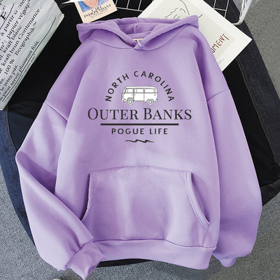 Outer Banks majica s kapuljačom Ženske ležerne Outerbanks majice s kapuljačom Ženske prevelike široke majice od flisa Harajuku Puloveri s kapuljačom Sudadera