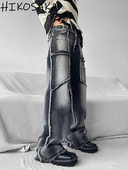 Τζιν Cargo American Style Loose Straight Raw Edge casual παντελόνι Vintage χρωματική αντίθεση Patchwork Harajuku Streetwear Y2k Παντελόνι