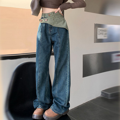 Γυναικεία Ρούχα 2023 Νέο μοντέρνο φθινοπωρινό φθινόπωρο σε μοντέρνο ιαπωνικό και κορεατικό στυλ Παντελόνι τζιν με φαρδύ ρετρό φαρδύ πόδι