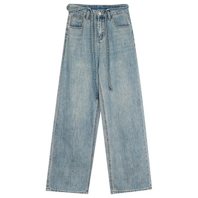 ReddaChic επίδεσμος Γυναικείο φαρδύ τζιν Μπλε παντελόνι Oversize Casual απλό ψηλόμεσο φαρδύ παντελόνι φαρδύ πόδι Κορεάτικο κομψό ύφασμα Y2k