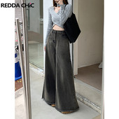 REDDACHiC Μαύρο τζιν Γυναικείο παντελόνι μεγάλου μεγέθους Grunge Y2k Streetwear Φαρδύ πόδι ίσιο φαρδύ τζιν Harajuku Acubi Fashion Ρούχα