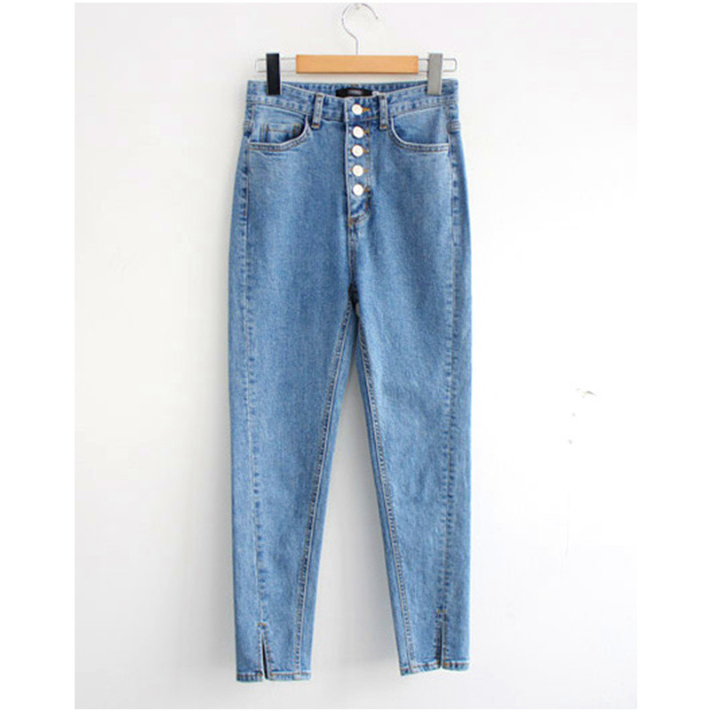 Skinny τζιν για γυναίκες μονόπετα Pantalones Vaqueros Mujer Ψηλόμεση ελαστικό μπλε τζιν Jean Mon Bottoms Lady Chic