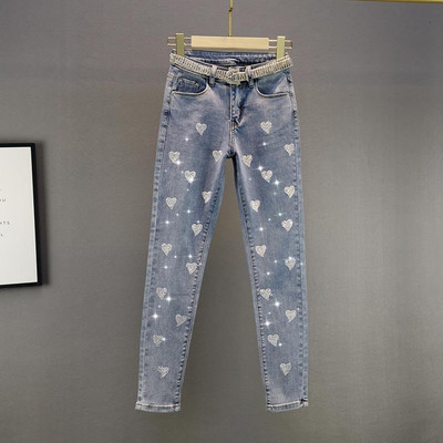 2023. aasta teksapüksid kevad-sügisteksad naistele kõrge vöökohaga kõhn helesinine teksapüksid naiste kõrge elastsusega veniv teksapüks A462