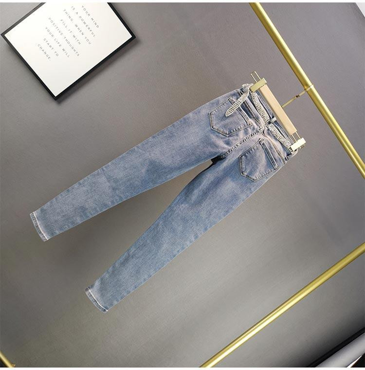 2023. aasta teksapüksid kevad-sügisteksad naistele kõrge vöökohaga kõhn helesinine teksapüksid naiste kõrge elastsusega veniv teksapüks A462